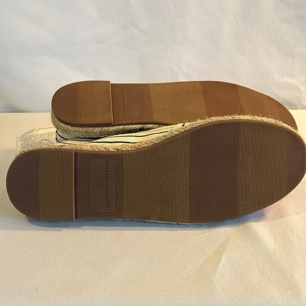 NWT multicolor coral cream & navy slip on canvas espadrille shoes size 11 comfy